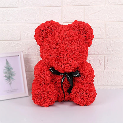 Rose Bear Artificial Flowers with LED Light Gift Box